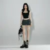 Shorts de Trabalho Americano Retro Novo Tendência de Verão de Cintura Baixa para Garotas Quentes com Múltiplos Bolsos, Shorts Jeans Justos que Moldam o Quadril