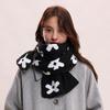 Bufanda de Lana Tejida de Flor Pequeña de Doble Cara para Mujer en Otoño e Invierno Blanco y Negro Estilo K Versátil Estudiante Bufanda de Cachemira Imitación Primavera y Otoño
