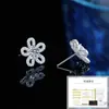 Pendientes de Plata de Ley S925 con Moissanita Color D Flor Estilo Fresco de Moda Pendientes de Diseño Nicho Pendientes Simples Elegantes