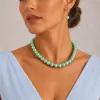 Joia Cruzada Europeia e Americana Colar de Pérolas Vermelhas com Contas para Mulheres Moda Geométrico Gargantilha de Contas Redondas Conjunto de Correntes para Clavícula