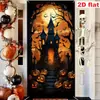 Decoraciones de Cortina para Puerta de Halloween Transfronteriza Pancarta de Fondo de Halloween Decoración de Atmósfera de Terror Bruja Calavera Cubierta para Puerta
