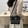 Bolso pequeño tipo cubo de leopardo de alta gama para mujer, novedad de 2025, bolso bandolera portátil, moderno y combinable, ideal para ir al trabajo.