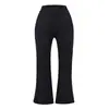 Calça Cropped Preta Justa para Mulheres, Novo Estilo Outono 2026, Petite, Cintura Alta, Valoriza a Silhueta, Emagrecimento, com uma Leve Flare