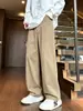 Pantalones Casuales de Algodón Lavado de Color Sólido para Hombre, Pantalones de Pierna Ancha Rectos Sueltos Vintage de Otoño, Pantalones de Trabajo Juveniles Versátiles de Moda