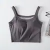 Uma geração de algodão gelado para cabelo, peitoral acolchoado, regata de peça única, sexy, casual, versátil, esportiva, yoga, base, alça para o umbigo