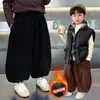 Pantalones de Terciopelo Grueso para Niños Otoño e Invierno 2026 Nuevo Estilo Fresco Bebé Engrosados Largos Pantalones de Plátano para Niños Pantalones de Chándal Sueltos Modernos