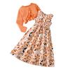 Traje de Ropa Infantil para Niñas de Comercio Exterior Otoño Nuevo Transfronterizo INS Estilo Extranjero Estampado Vestido Infantil Chaqueta de Manga Larga