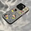 Adequado para Capa de Celular Apple 17Promax Desenho Animado Fofo Iphone16Plus Luxo Leve 15 Casal Calça Amarela Xiaoxin