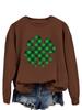 Sudadera casual de cuello redondo europea y americana de eBay Nueva a cuadros Impresa con trébol de cuatro hojas Combinable Personalizada para mujer