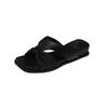 Zapatillas Exteriores Estilo Coreano Cómodas con Tacón de Cuña Pequeño y Lazo Piel de Oveja de Primera Capa para Mujer Sandalias de Cuña Media Punta Redonda Piel Genuina Verano 2025