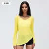 Dq26100 Blusa Deportiva Larga Floral con Descuento para Mujer, Cuello en V, Ceñida a la Cintura, Adelgazante, Ropa de Yoga, Camiseta de Fitness