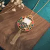 Nuevo Colgante Estilo Chino Esmalte Imitación Jade Hetian Collar para Mujer, Accesorio Retro Estilo Nacional Cheongsam, Cadena de Clavícula de Alta Gama