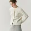 Cárdigan de punto Hechen de cachemira estilo vintage Laolun para mujer, suéter de punto trenzado con cuello redondo, abrigo de corte holgado