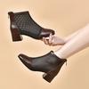 Zapatos de Malla para Mujer 2024 Primavera y Verano Nuevos Estilo Europeo y Americano Zapatos de Red de Pesca Punta Redonda Tacón Grueso Tacones Altos Moda Cremallera Trasera Botines