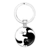 Acessórios estilo chinês Yin Yang Tai Chi Oito Trigramas Pegadas de Gato Pedra do Tempo Chaveiro Corrente de Chaveiro para Personalizar