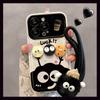 Adequado para Capa de Celular Apple 17 Janela Grande iPhone 16Pm Boneca Briquete de Café Cordão 15 Silicone 18 Fofo
