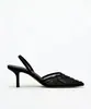 Zapatos Nuevos para Mujer Zr Transfronterizos Primavera/Verano 2026 con Bordado Estilo Chino, Malla, Punta Fina con Perlas, Tacón Alto, Tacón Fino, Punta Cerrada, Talón Abierto, Boda