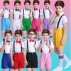 Traje de Coro Infantil para 1º de Junho Calça com Suspensório Masculina Traje Vestido Traje para Performance de Recitação de Poesia Infantil