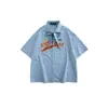 Camisa Suelta de Manga Corta con Bordado de Dibujos Animados Retro Japonés para Hombres y Mujeres, Camisa de Moda con Lazo, Diseño de Nicho de Verano