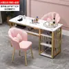 Mesa de manicure moderna, mesa de manicure dupla econômica, mesa de maquiagem, conjunto de mesa e cadeira para salão de manicure de luxo leve estilo japonês, estação de manicure