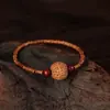 Pulsera de madera de durazno con nudo de bambú y calabaza para la riqueza, grabada con flores de ciruelo y cinabrio, un amuleto de la suerte para hombres y mujeres en su año zodiacal, trayendo éxito y progreso continuo