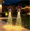Luz Solar para Jardín en Cascada de Campanas Navideñas de Nuevo Producto Transfronterizo Luz de Cascada de Campanas Hierro