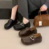 Mocasines de Suela Gruesa para Mujer sin Cordones Aumentadores de Altura Interior Cómodos Otoño Versátiles Dos Falsos Separados Zapatos Pequeños de Piel Usar Punta Gruesa 2026 Zapatos Individuales