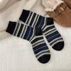 Calcetines de Algodón Rayados Bloque de Color Otoño e Invierno, Calcetines de Algodón Cálidos, Calcetines Estilo Japonés Personalizados Retro, Calcetines para Mujer Absorbentes de Sudor y Transpirables