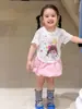 Ropa para Niñas: Camiseta de Manga Corta, Estilo Veraniego Delgado, Ropa Casual de Lyocell para Niños, Top Básico para Niña Pequeña