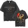 Camiseta Lavada Retro 33 Expacim 33 de Juego Claire Obscur para Hombres y Mujeres Casual Algodón Oversize de Alta Calidad