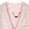 Outono super bonito borboleta tridimensional tule temperamento suave decote V rosa claro cardigã estilo Chanel 25190