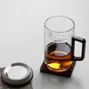 Nova Xícara de Chá Crescent com Cabo de Madeira e Vidro Grande Capacidade com Filtro Crescent Separação de Água e Chá Xícara para Chá Verde Infusor de Chá