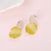 Pendientes 925 Pendientes de Moda Coreana Pendientes Geométricos Ovalados Creativos de Gota de Aceite Joyería Popular Japonesa y Coreana Personalizada