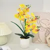 Nova Flor Artificial Phalaenopsis em Vaso Decoração para Casa e Escritório Pequeno Bonsai Arranjo para Fotografia Flores Artificiais e Enfeites de Plantas Verdes
