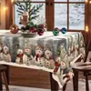 Nuevo Mantel Decorativo Navideño Transfronterizo de Amazon con Muñeco de Nieve y Reno para Mesa de Comedor en Casa, a Prueba de Polvo, Festivo