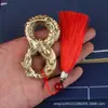 Serpente da riqueza de 8 caracteres em latão, serpente dourada, peça de mão, exercício para os dedos, atividade, artesanato em metal, artefato de descompressão em bronze, presente