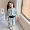 Conjunto con Capucha y Lazo para Niñas 2026 Otoño Nuevo Estilo Coreano Conjunto de Dos Piezas Moderno Ropa Deportiva para Niños