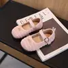 Sapatos de Couro Estilo Britânico para Crianças para Primavera e Outono, Nova Versão Coreana, Simples Versátil Sapatos de Princesa com Solado Macio para Meninas, Mocassins de Boca Rasa