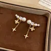 Pendientes de Borla de Estrella de Zirconia con Perla, Pendientes Sencillos, Modernos, Elegantes y Versátiles, Lujo Ligero, Gama Alta, Pendientes Exquisitos para Mujer