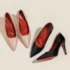 Sapatos de Solado Vermelho com Sensação de Pisar nas Nuvens, Solas Macias Que Não Cansam Seus Pés, Bico Fino, Saltos Finos, Confortáveis, Versáteis, Sexy, Estilo Maduro, Scarpins de Verniz