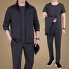 2023 Traje Esportivo para Meia-Idade e Idosos Masculino Primavera e Outono Roupa Esportiva Masculina Terno de Três Peças Roupa Esportiva Casual para Pai