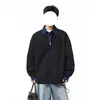 Sudadera retro americana con cuello de camisa, imitación de dos piezas para hombre, nueva de primavera y otoño, holgada, casual, con media cremallera, top tipo polo