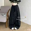Pantalones de pierna ancha con pedrería de arroz pegajoso para mujer, novedad Otoño/Invierno, de cintura alta, adelgazantes, de cachemira, de moda, con cordón de dibujos animados, holgados, casuales