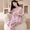 Fabricantes diretos novo pijama verão feminino conjunto lazer roupa de casa 32 justo 100 algodão 150 gramas