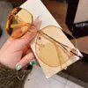 Gafas sin montura Doradas Champagne Brillantes para Diosa Populares de Video, Aspecto Adelgazante para Cara Grande, Moda Popular, Borde Cortado 802