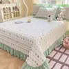 Estilo Fresco e Simples Cobertura de Cama de Renda de Gaze Dupla Camada Peça Única Lençol de Cama Tatami Lençol de Cama Acolchoado Espessado Conjunto de Três Peças Adequado para Todas as Estações