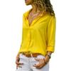 Camisa feminina folgada, de manga comprida, de chiffon, para mulheres, de primavera e outono, plus size, com lapela, moda urbana, para trabalho