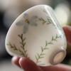 Set de Taza de Té y Posavasos de Porcelana Blanca de Alta Gama Pintado a Mano con Orquídeas Taza Juego de Té Kung Fu Taza de Té y Posavasos de Porcelana Pintada a Mano en Pastel