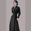 Guangzhou Trece Filas Satén de Acetato Camisa Francesa Vestido de Moda Mujer 2025 Primavera y Otoño Temperamento de Gama Alta Vestido Largo