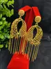 Pendientes de Borla de Flor de Oro de 24 Quilates África India Joyería de Oreja Exagerada Pendientes de Novia de Dubái Pendientes al por Mayor